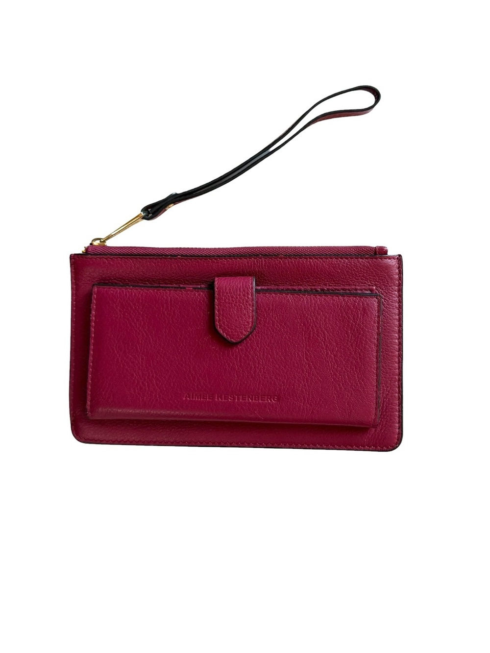 Aimee Kestenberg Genuine Leather Wristlet Wallet Clutch Raspberry/Berry